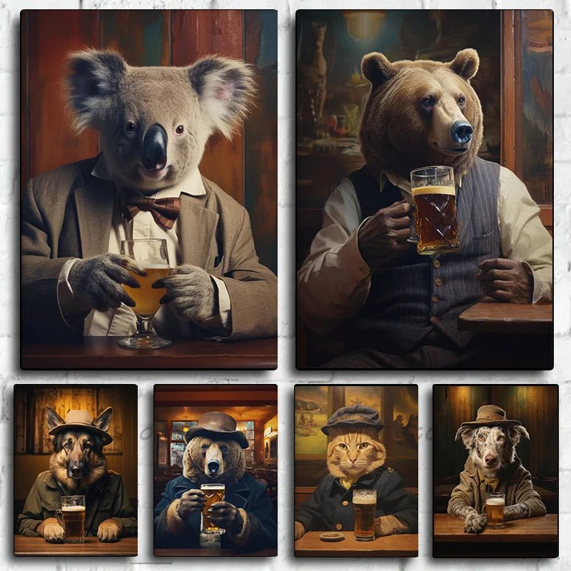 Funny Animals Drinking Beer Cat Koala Dog Poster Print Wall Art Pictures Canvas Painting Living Room Bedroom Home Decor Gift Funny Animals Drinking Beer Cat Koala Dog Poster Print Wall Art Pictures Canvas Painting Living Room Bedroom Home Decor Gift